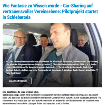 Wie Fantasie zu Wissen wurde - Car-Sharing auf vertrauensvoller Vereinsebene: Pilotprojekt startet in Schleberoda