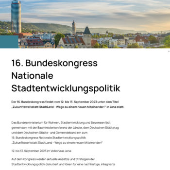 16. Bundeskongress Nationale Stadtentwicklungspolitik